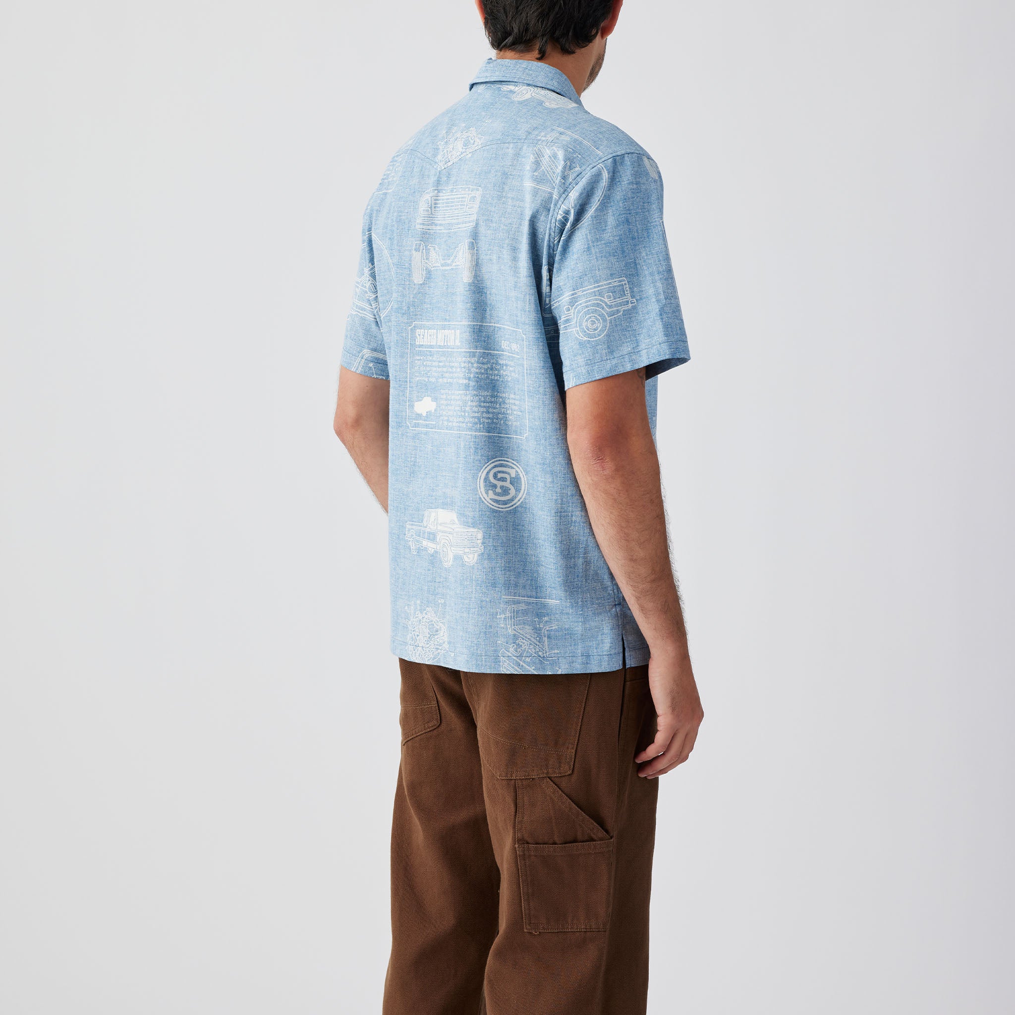 Schooner 3/4 Button S/S Shirt Blue